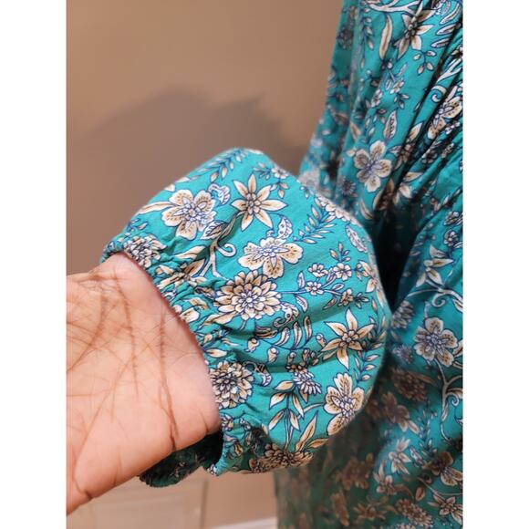 St. John’s Bay Floral Peasant Blouse Women’s 2X Blue Boho Long Sleeve Top - Picture 5 of 11